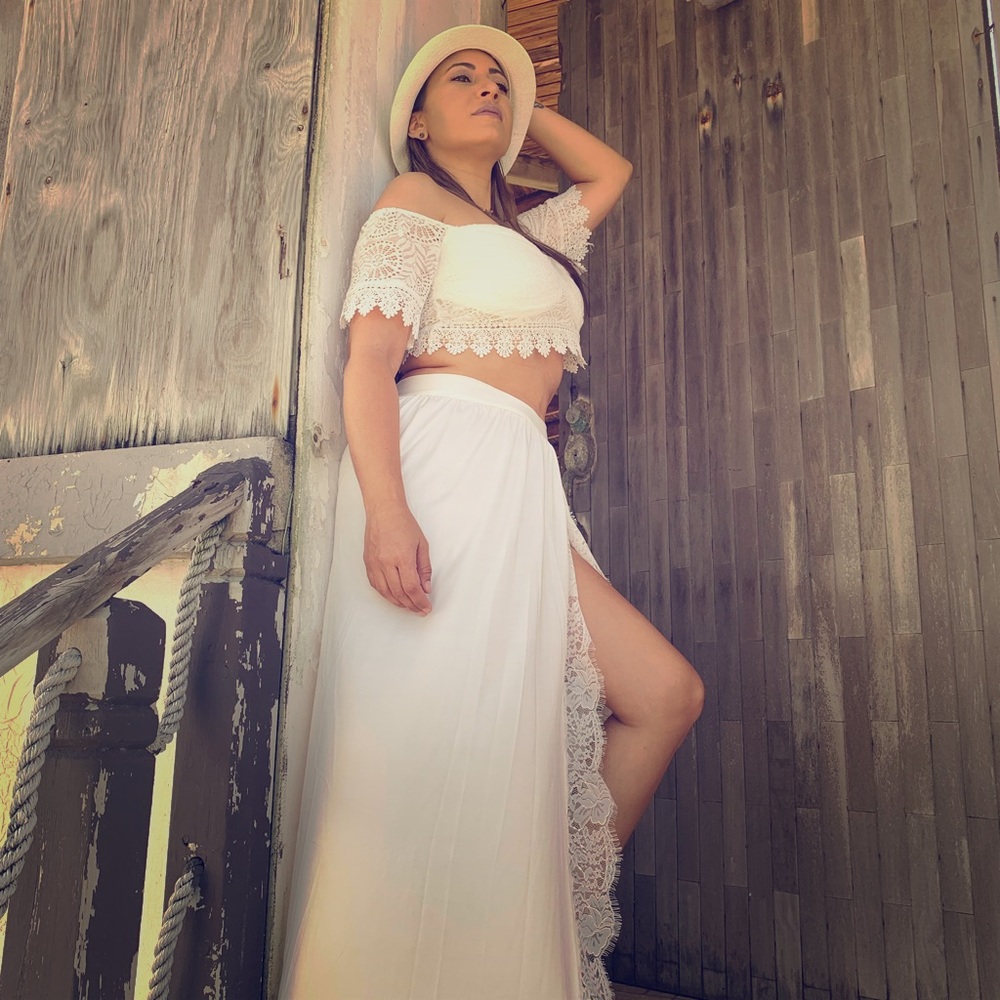 Sexy off shoulder blouse & Skirt set